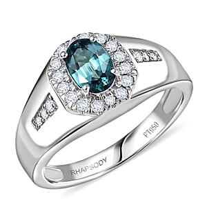 Doorbuster Rhapsody AAAA Lagoon Tourmaline and Diamond E-F VS 1.35 ctw The Sea Heart Men's Ring in 950 Platinum (Size 11.0) 9.10 Grams (Del. in 10-12 Days) 