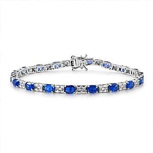 D'Joy Kashmir Kyanite, Moissanite Bracelet in Rhodium Over Sterling Silver 13.20 ctw (8.00 In)