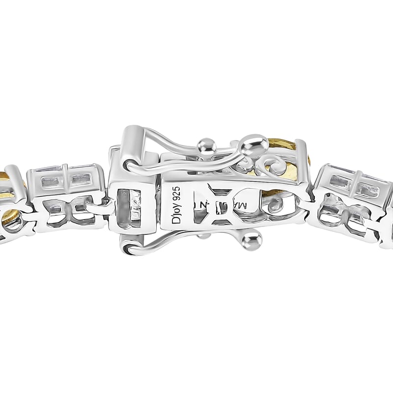 D'Joy Brazilian Heliodor, Moissanite Bracelet in Rhodium Over Sterling Silver 7.90 ctw (7.25 Inches)