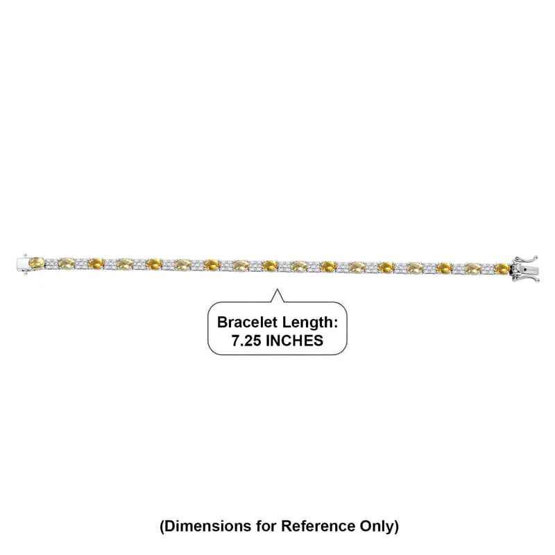 D'Joy Brazilian Heliodor, Moissanite Bracelet in Rhodium Over Sterling Silver 7.90 ctw (7.25 Inches)
