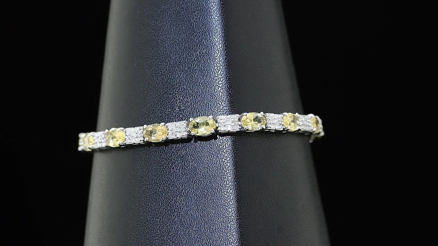 D'Joy Premium Kashmir Kyanite, Moissanite Bracelet in Rhodium Over Sterling Silver (7.25 In) 12.00 ctw