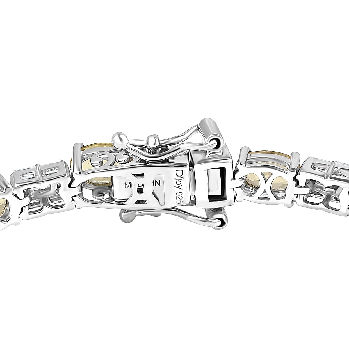 D'Joy Premium Brazilian Heliodor and Moissanite 8.40 ctw Classic Statement Bracelet in Rhodium Over Sterling Silver (6.50 In) image number 3