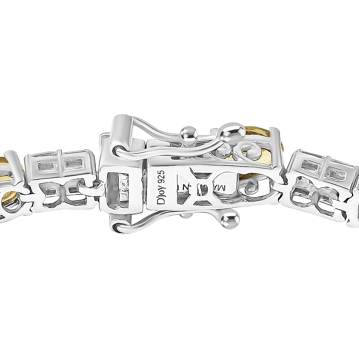 D'Joy Premium Brazilian Heliodor and Moissanite 8.85 ctw Classic Statement Bracelet in Rhodium Over Sterling Silver (8.00 In) image number 3