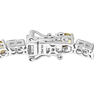 D'Joy Premium Brazilian Heliodor and Moissanite 8.85 ctw Classic Statement Bracelet in Rhodium Over Sterling Silver (8.00 In)