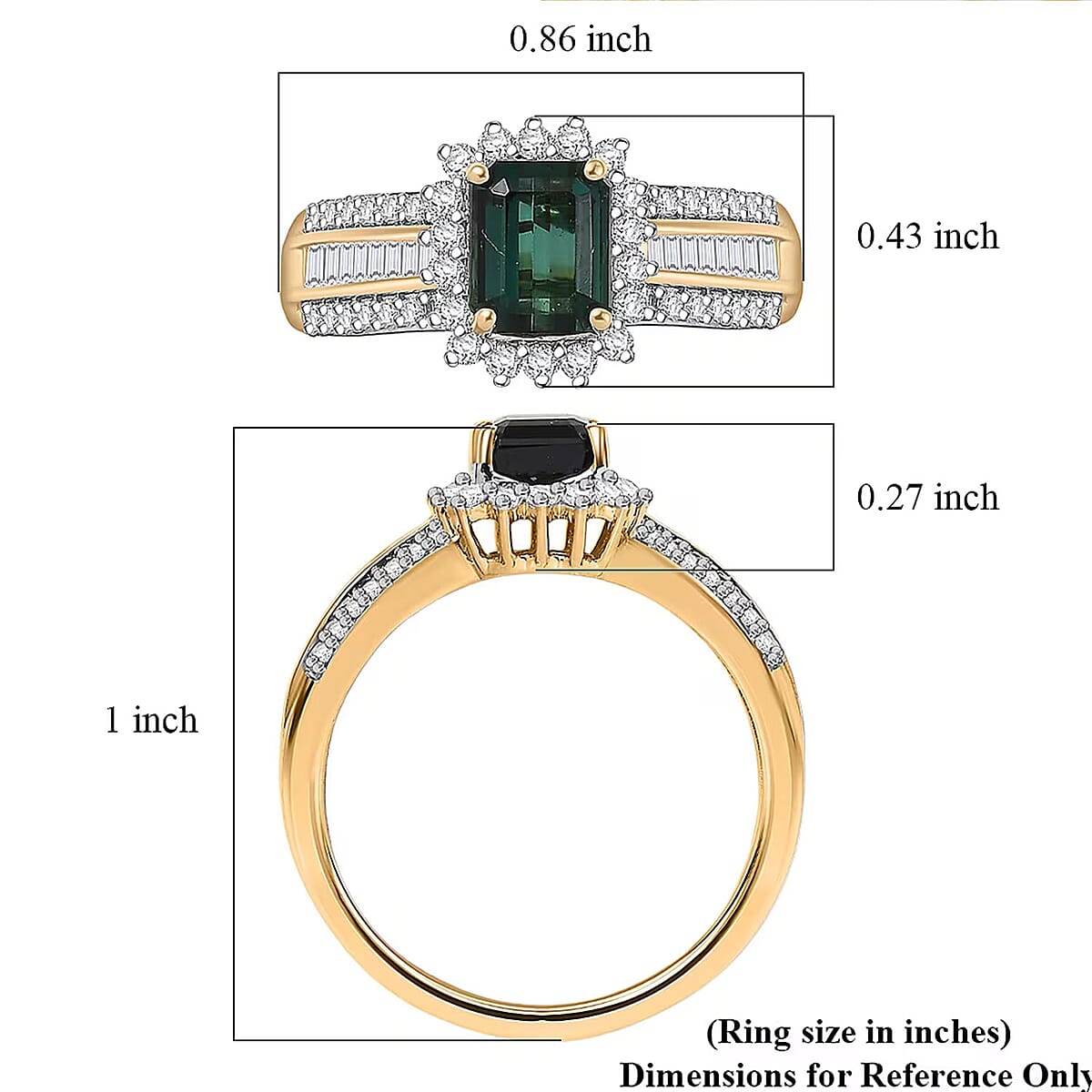 Luxoro AAAA Monte Belo Indicolite, Diamond Ring in 14K Yellow Gold 1.80 ctw (Size 9.0) image number 5