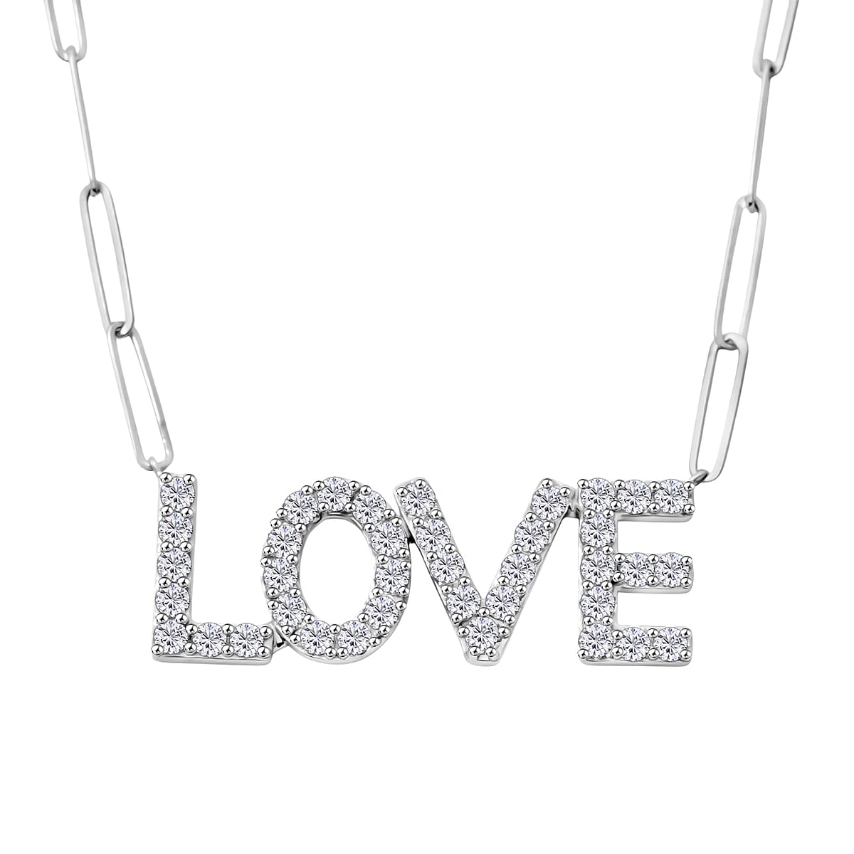 Luxuriant Lab Grown Diamond 1.75 ctw Love Necklace in Sterling Silver 18 Inches image number 0