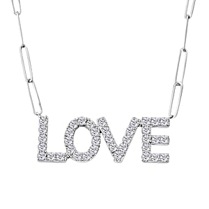 Luxuriant Lab Grown Diamond 1.75 ctw Love Necklace in Sterling Silver 18 Inches
