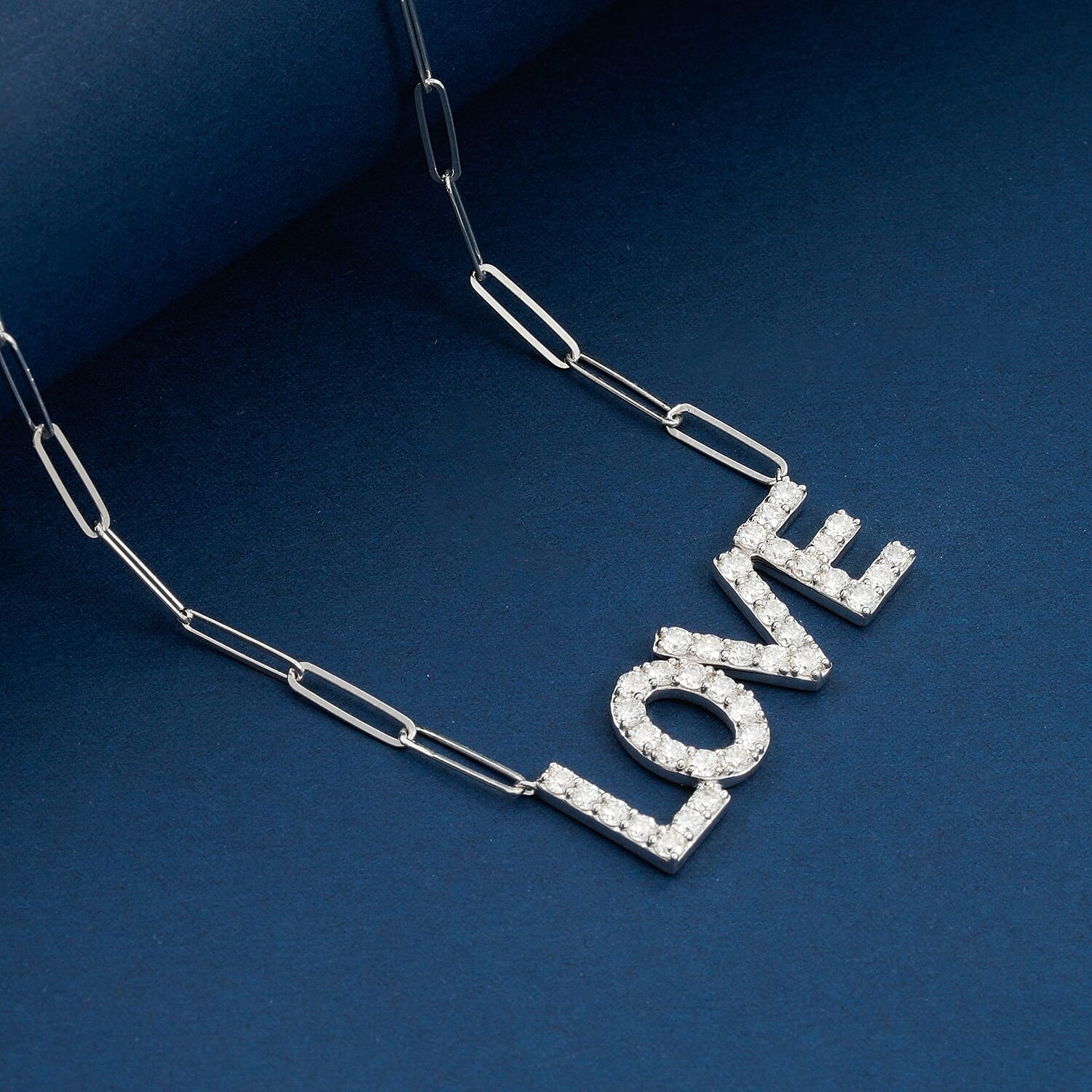 Luxuriant Lab Grown Diamond 1.75 ctw Love Necklace in Sterling Silver 18 Inches