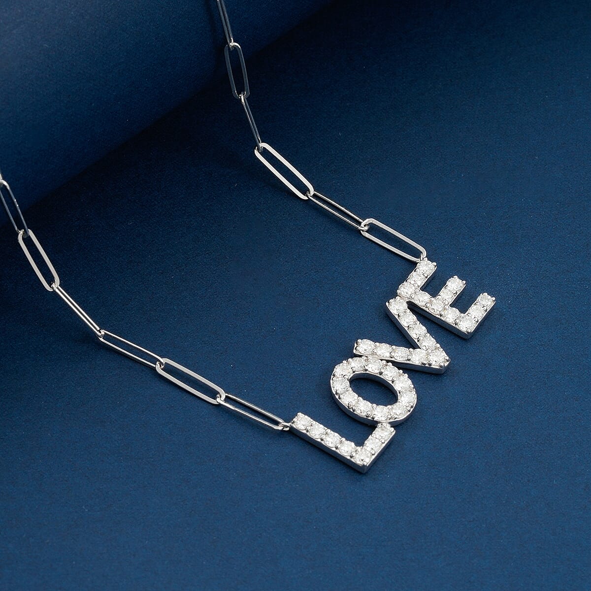 Luxuriant Lab Grown Diamond 1.75 ctw Love Necklace in Sterling Silver 18 Inches image number 1