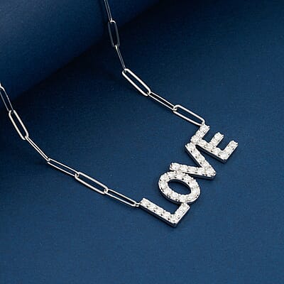 Luxuriant Lab Grown Diamond 1.75 ctw Love Necklace in Sterling Silver 18 Inches