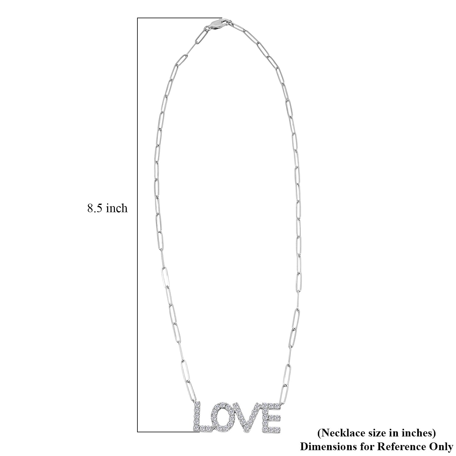 Luxuriant Lab Grown Diamond 1.75 ctw Love Necklace in Sterling Silver 18 Inches
