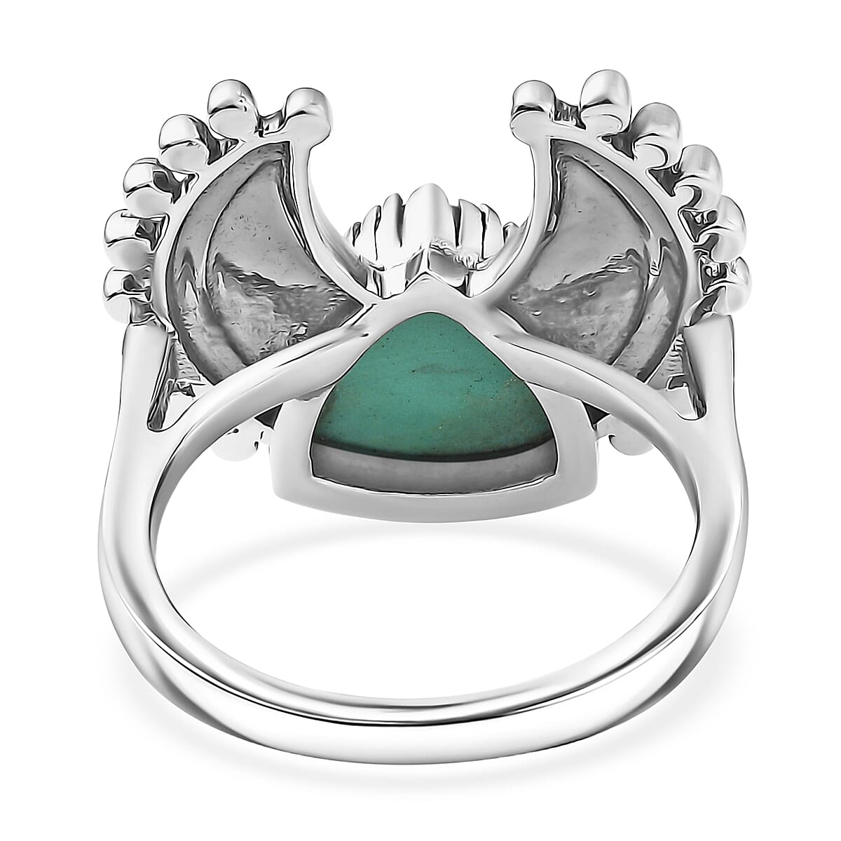 D'Joy Artisan Crafted Premium Royston Turquoise Ring in Black Oxidised Sterling Silver (Size 10.0) 3.50 ctw image number 4