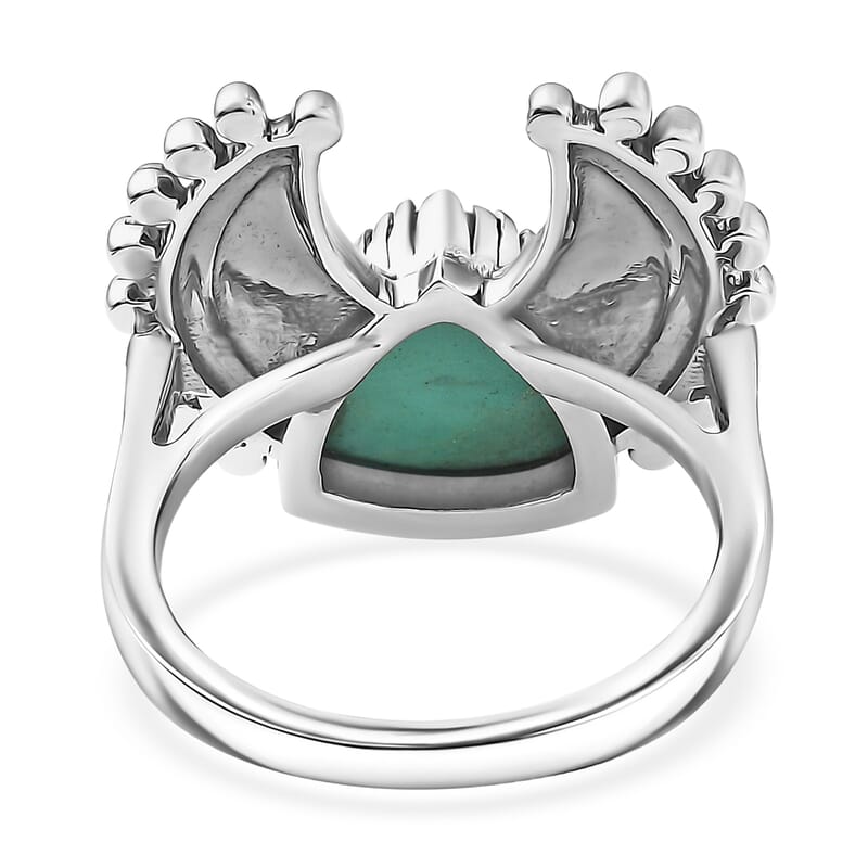 D'Joy Artisan Crafted Royston Turquoise Ring in Black Oxidised Sterling Silver 3.50 ctw (Size 7.0)