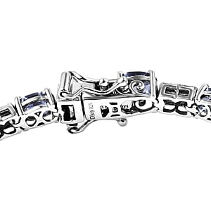 D'Joy Catalina Iolite, Moissanite Bracelet in Rhodium Over Sterling Silver 7.15 ctw (6.50 Inches)
