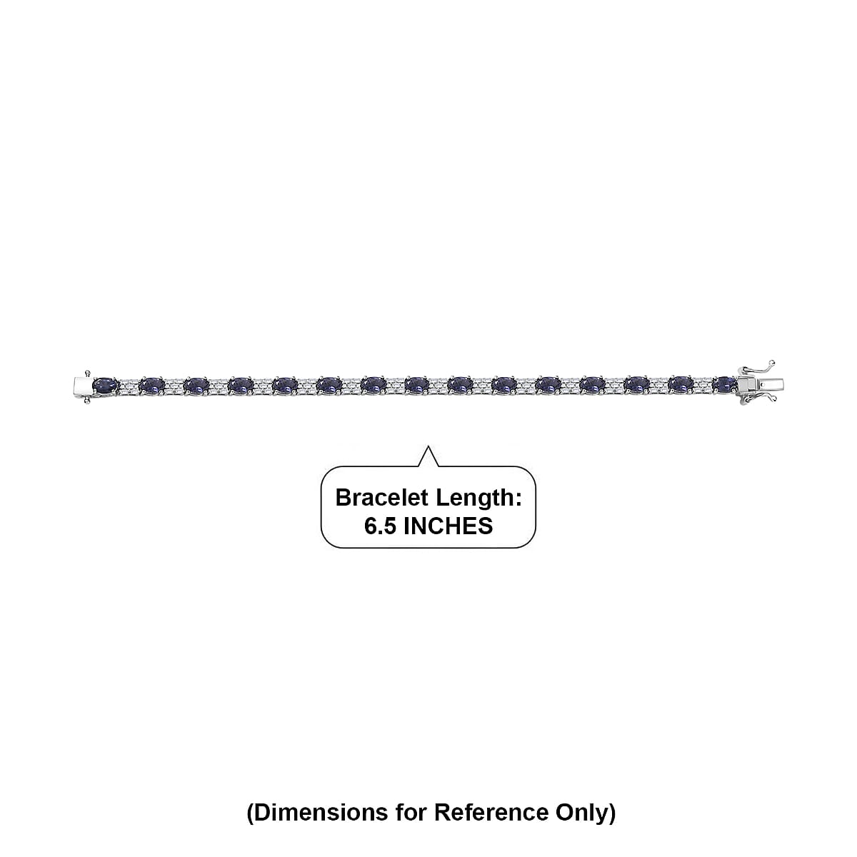 D'Joy Catalina Iolite, Moissanite Bracelet in Rhodium Over Sterling Silver 7.15 ctw (6.50 Inches) image number 4