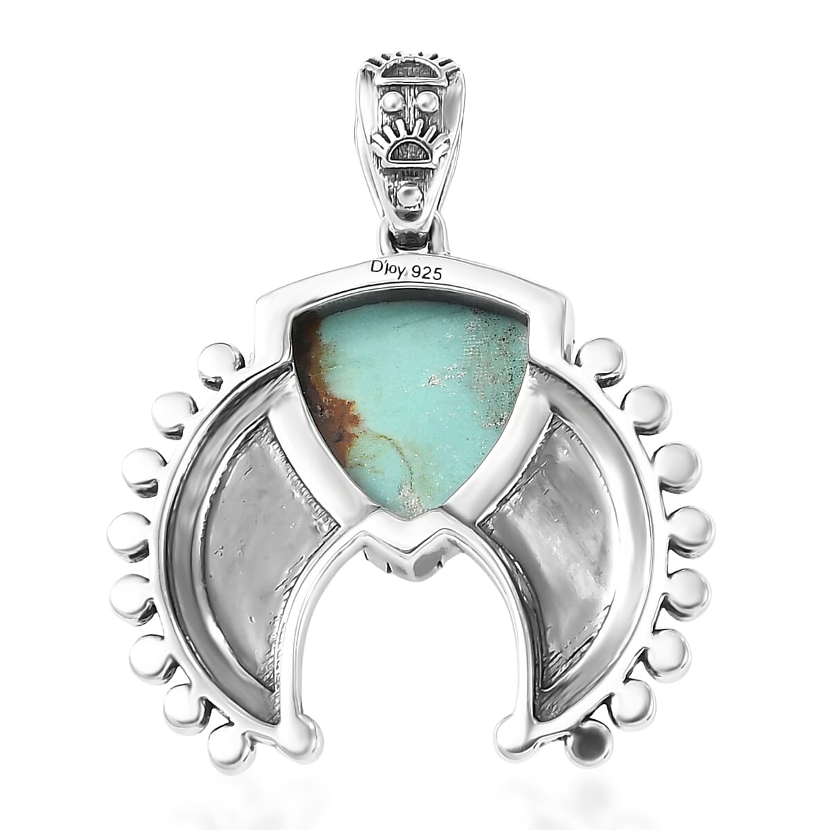 D'Joy Artisan Crafted Premium Royston Turquoise 3.60 ctw Pendant in Black Oxidised Sterling Silver image number 4