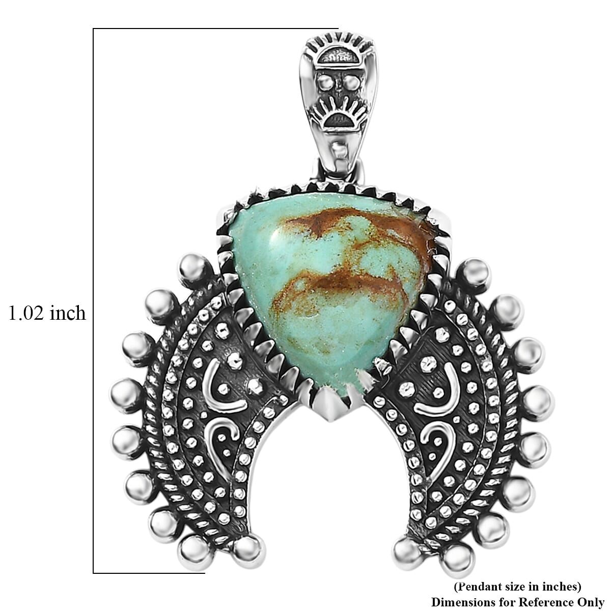 D'Joy Artisan Crafted Premium Royston Turquoise 3.60 ctw Pendant in Black Oxidised Sterling Silver image number 5