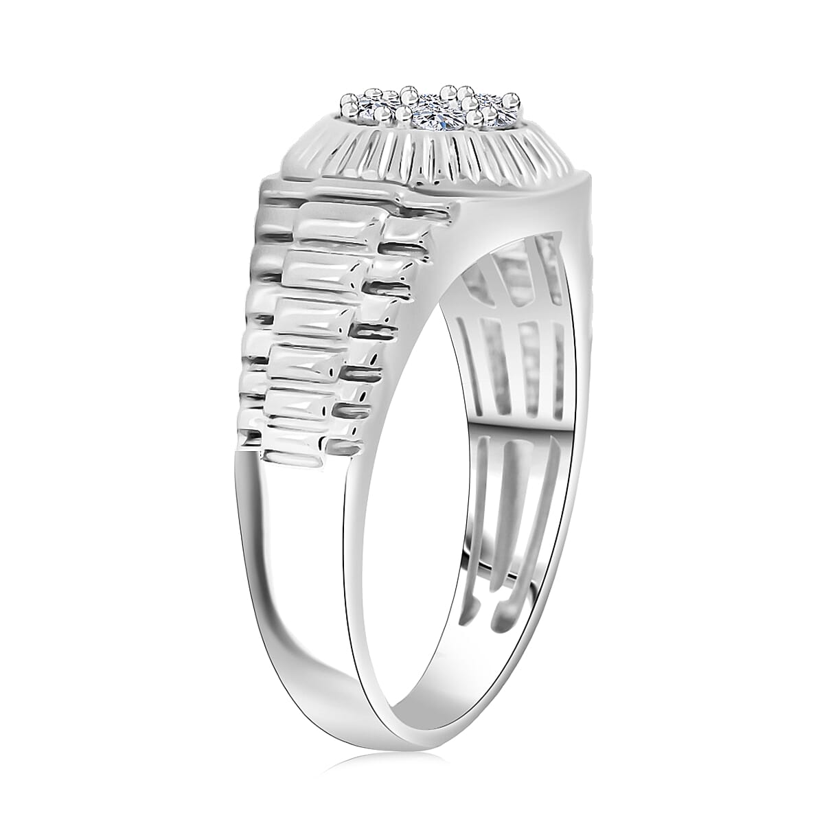 Doorbuster Luxuriant Lab Grown Diamond G SI 0.50 ctw Men's Solar Crest Ring in Sterling Silver (Size 10.0) image number 3