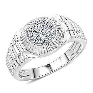 Doorbuster Luxuriant Lab Grown Diamond G SI 0.50 ctw Men's Solar Crest Ring in Sterling Silver (Size 14.0)