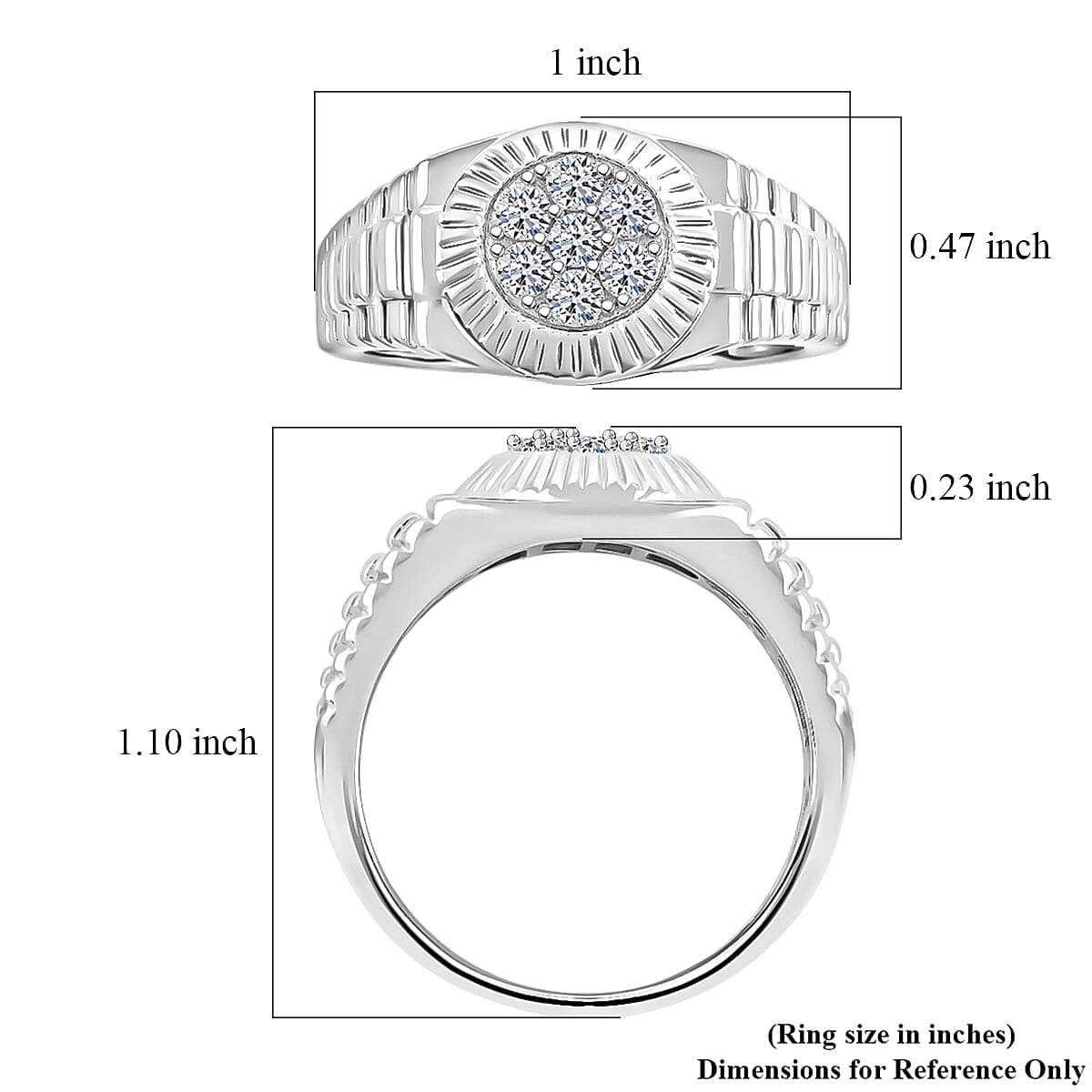Doorbuster Luxuriant Lab Grown Diamond G SI 0.50 ctw Men's Solar Crest Ring in Sterling Silver (Size 14.0) image number 5