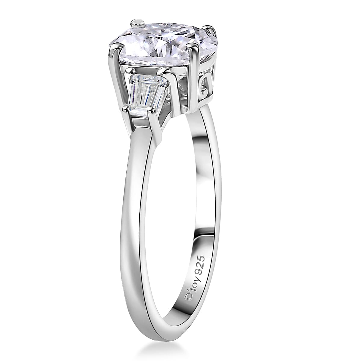  D'Joy Moissanite 2.25 ctw Art Deco Ring in Rhodium Over Sterling Silver (Size 6.0)