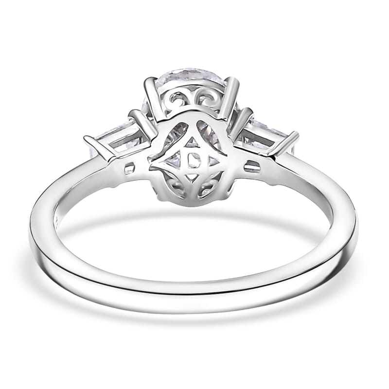  D'Joy Moissanite 2.25 ctw Art Deco Ring in Rhodium Over Sterling Silver (Size 6.0)
