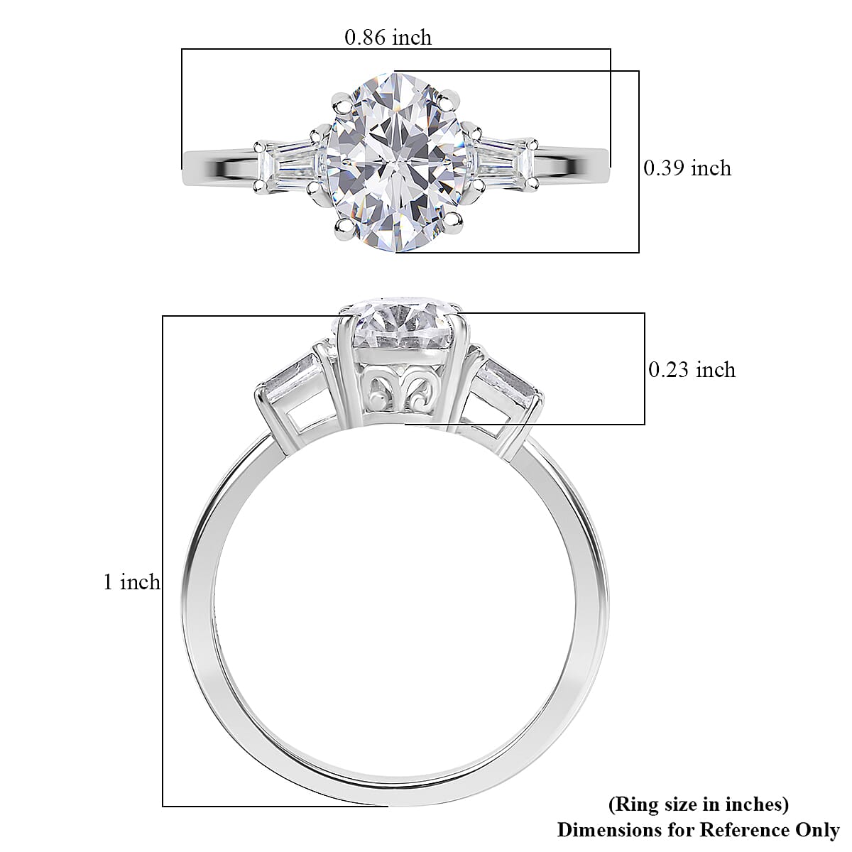  D'Joy Moissanite 2.25 ctw Art Deco Ring in Rhodium Over Sterling Silver (Size 6.0)