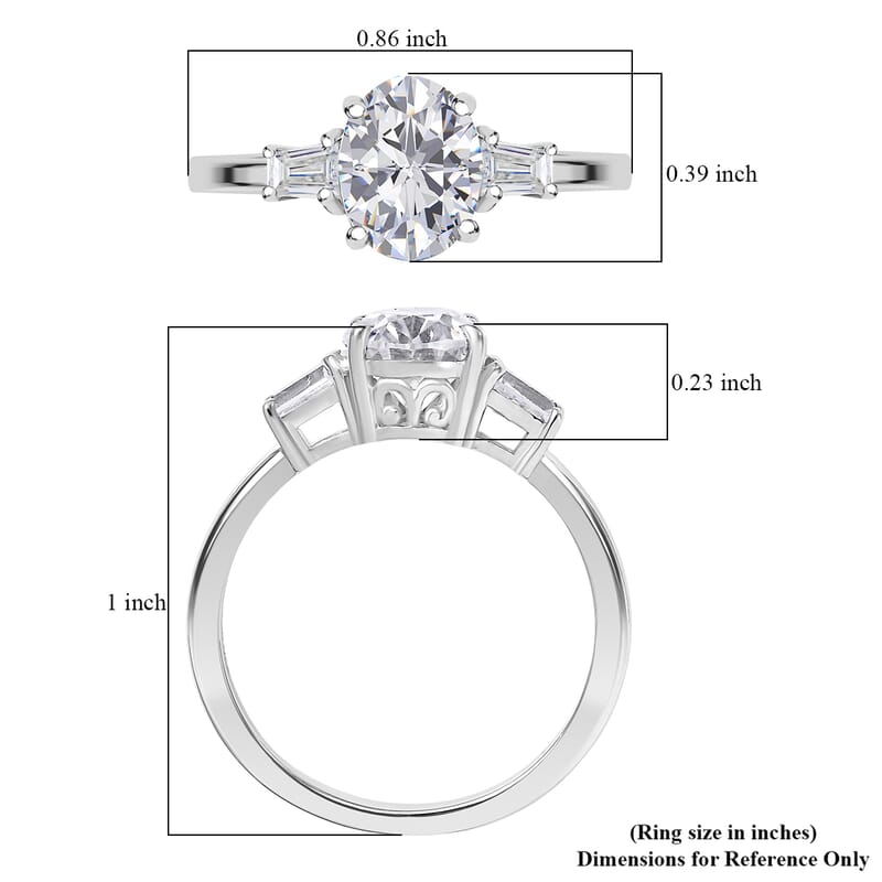  D'Joy Moissanite 2.25 ctw Art Deco Ring in Rhodium Over Sterling Silver (Size 6.0)