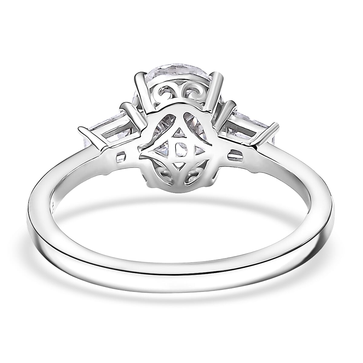Doorbuster D'Joy Moissanite 2.25 ctw Art Deco Ring in Rhodium Over Sterling Silver (Size 8.0) image number 4