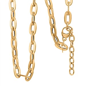 Italian 10K Yellow Gold Specchio Oval Rolo Necklace 18-20 Inches 10.3 Grams