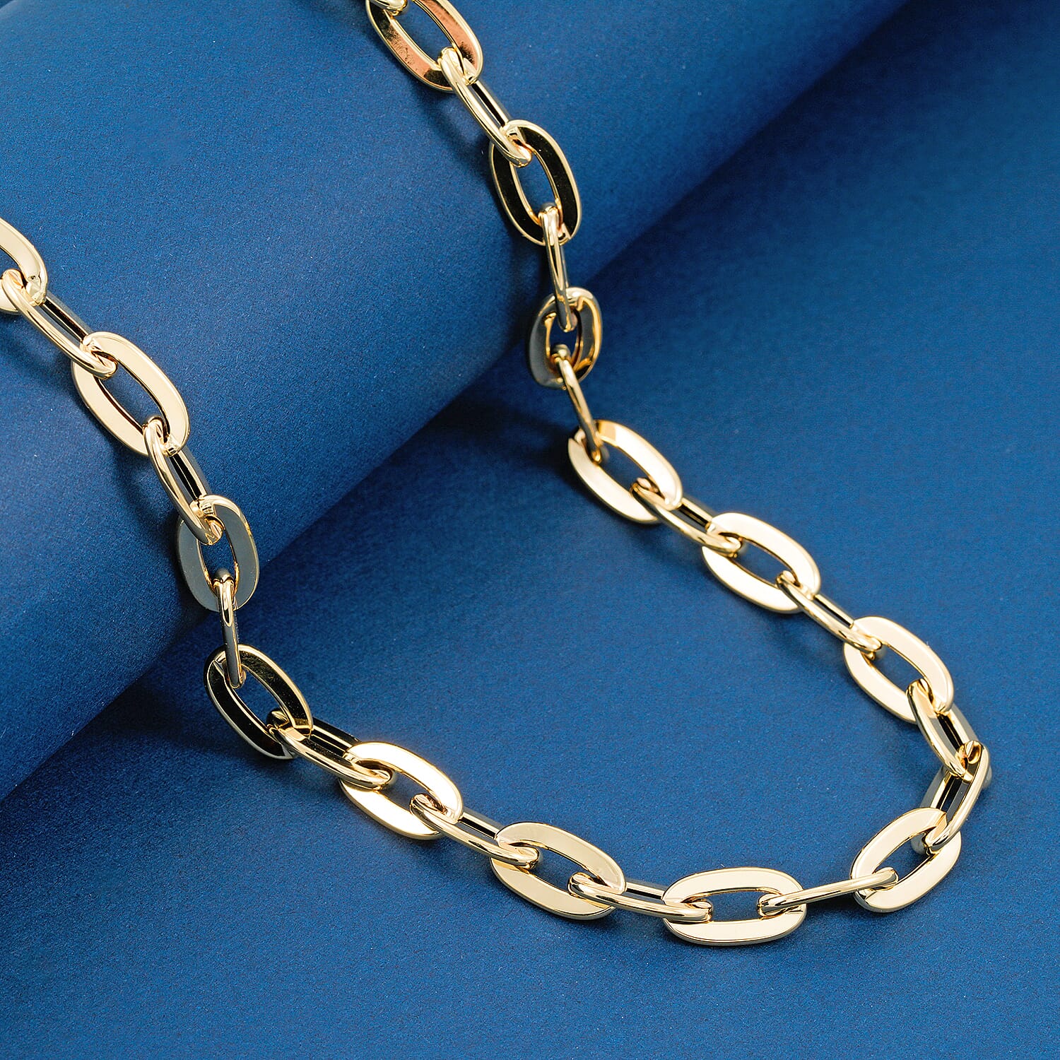 Italian 10K Yellow Gold Specchio Oval Rolo Necklace 18-20 Inches 10.3 Grams