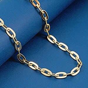 Italian 10K Yellow Gold Specchio Oval Rolo Necklace 18-20 Inches 10.3 Grams