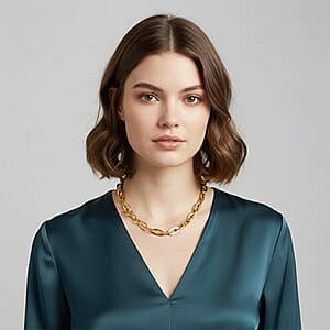 Italian 10K Yellow Gold Specchio Oval Rolo Necklace 18-20 Inches 10.3 Grams