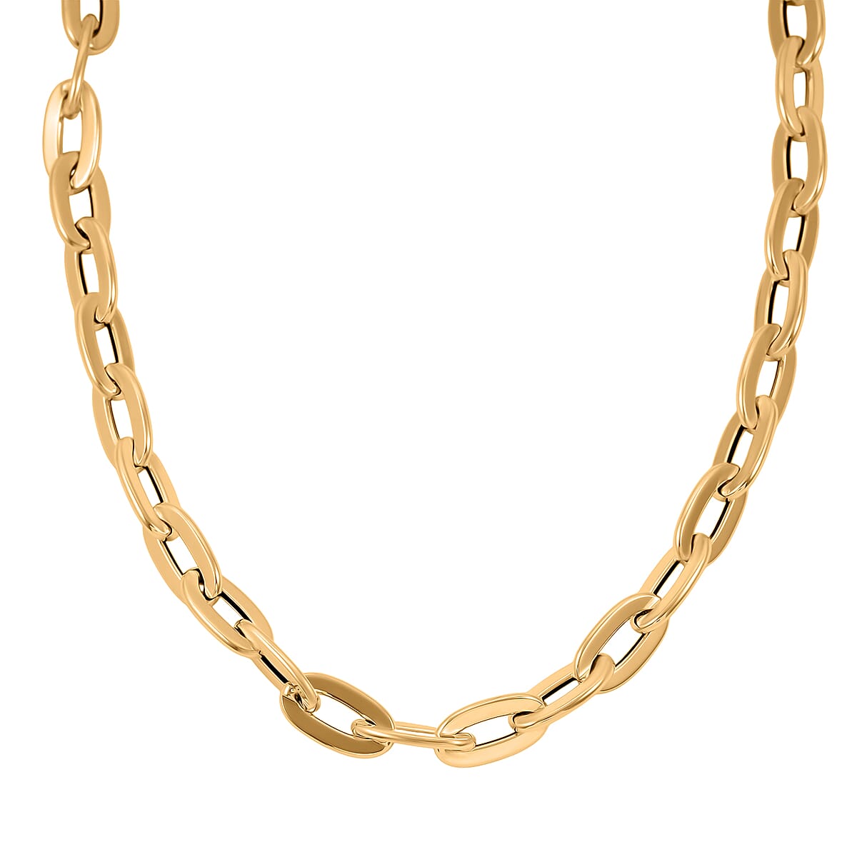 Italian 10K Yellow Gold Specchio Oval Rolo Necklace 18-20 Inches 10.3 Grams image number 3