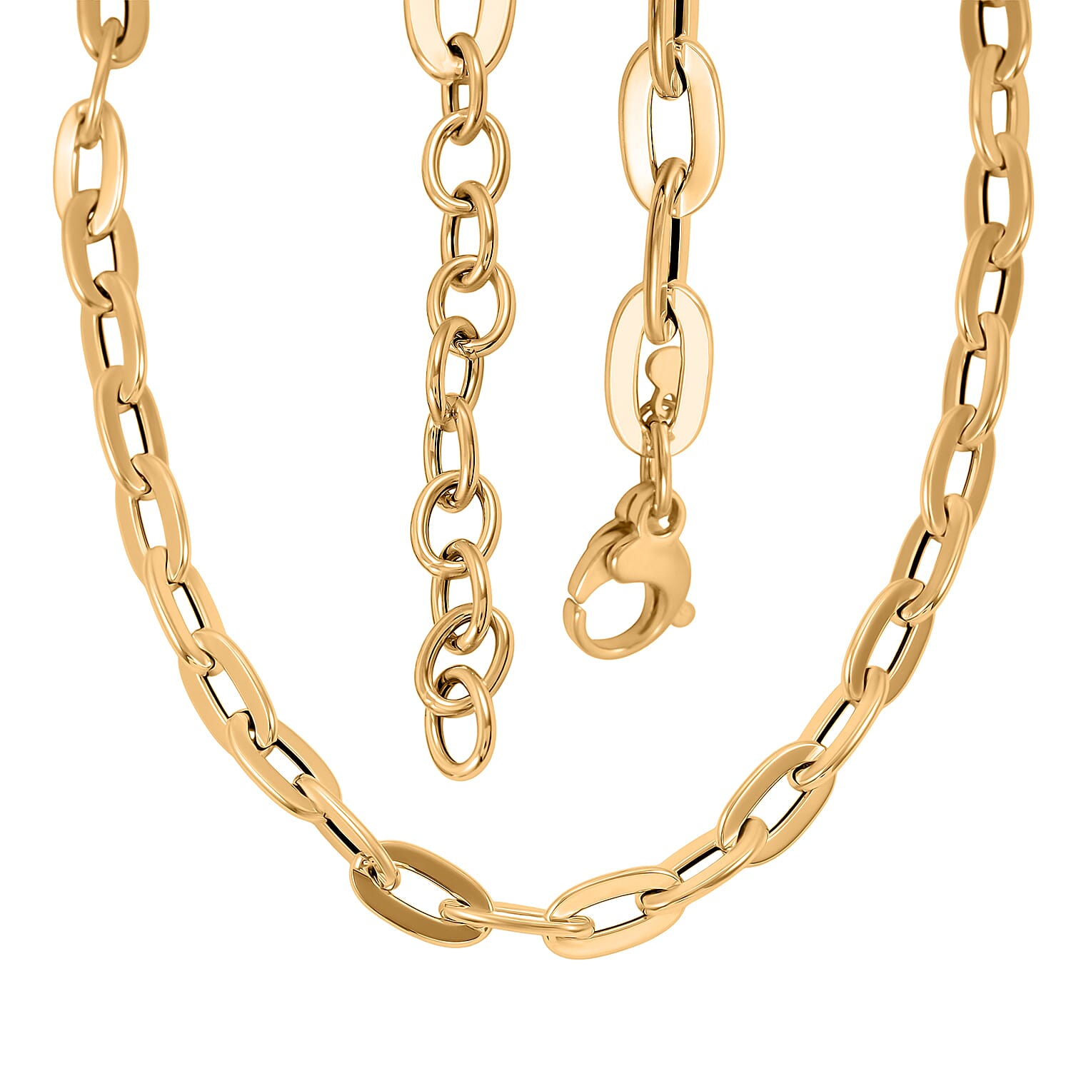 Italian 10K Yellow Gold Specchio Oval Rolo Necklace 18-20 Inches 10.3 Grams