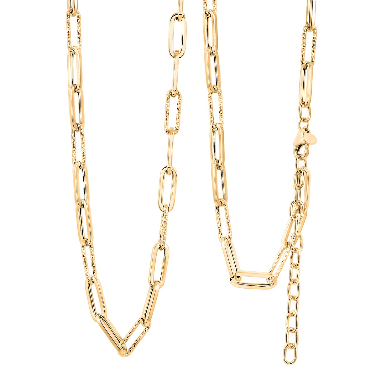 Italian Dual Glow Paperclip Necklace in 10K Yellow Gold 4.6 Grams 18-20 Inches image number 0