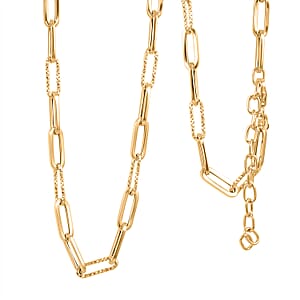 Italian Dual Glow Paperclip Necklace in 10K Yellow Gold 4.6 Grams 18-20 Inches