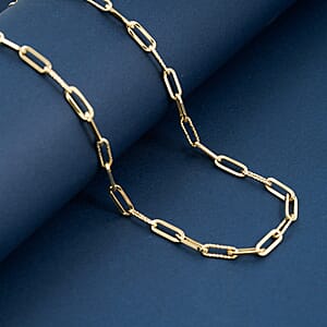 Italian Dual Glow Paperclip Necklace in 10K Yellow Gold 4.6 Grams 18-20 Inches