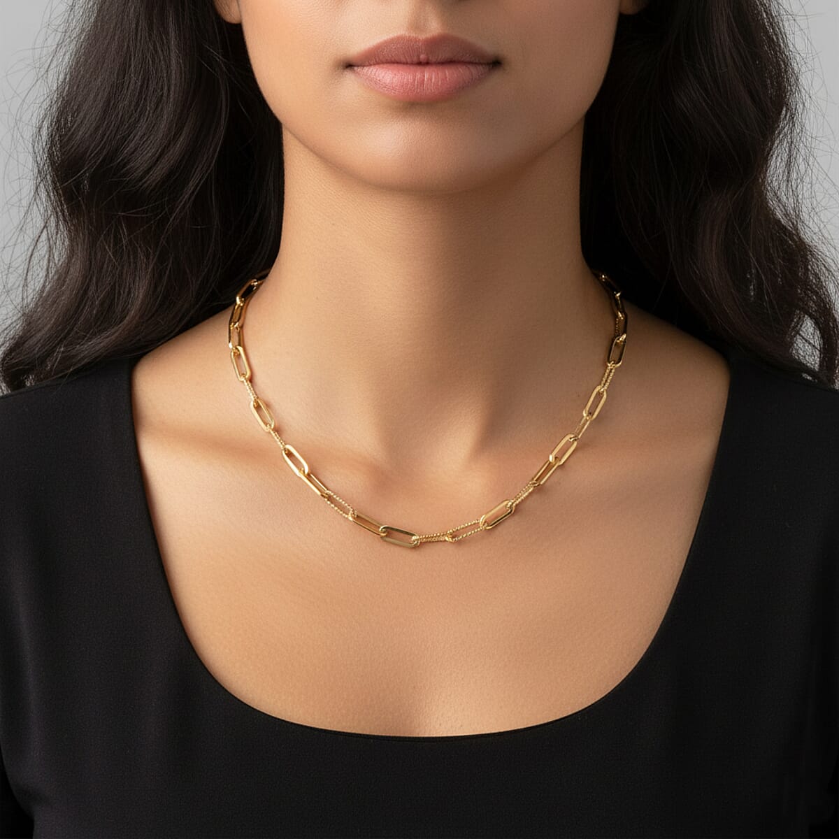 Italian Dual Glow Paperclip Necklace in 10K Yellow Gold 4.6 Grams 18-20 Inches image number 2