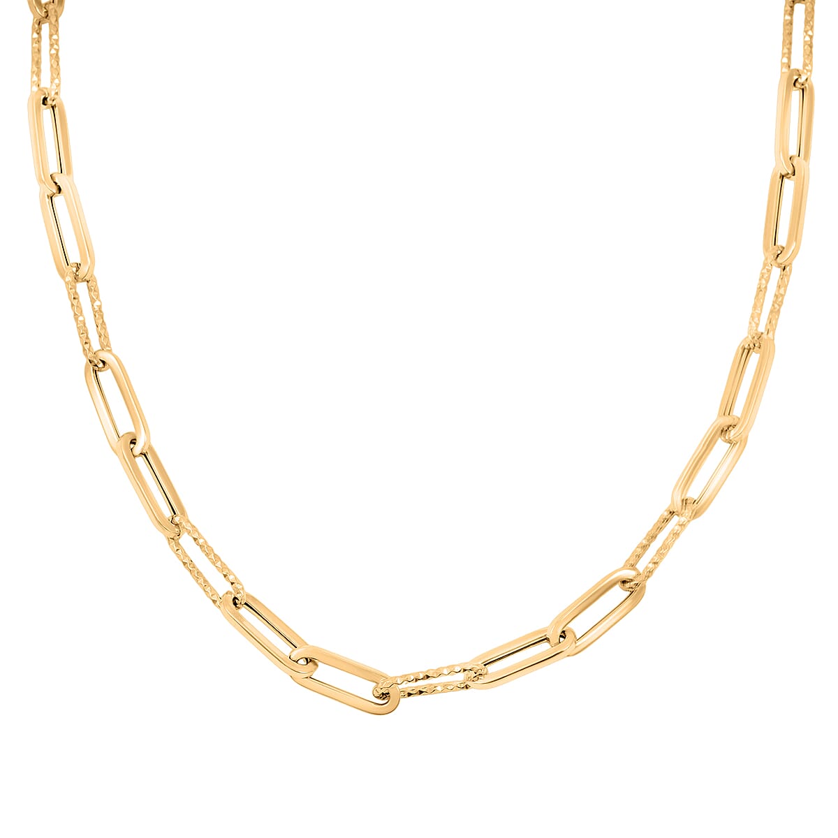 Italian Dual Glow Paperclip Necklace in 10K Yellow Gold 4.6 Grams 18-20 Inches image number 3