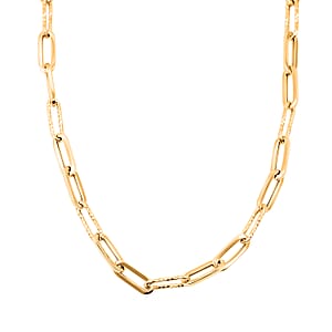 Italian Dual Glow Paperclip Necklace in 10K Yellow Gold 4.6 Grams 18-20 Inches