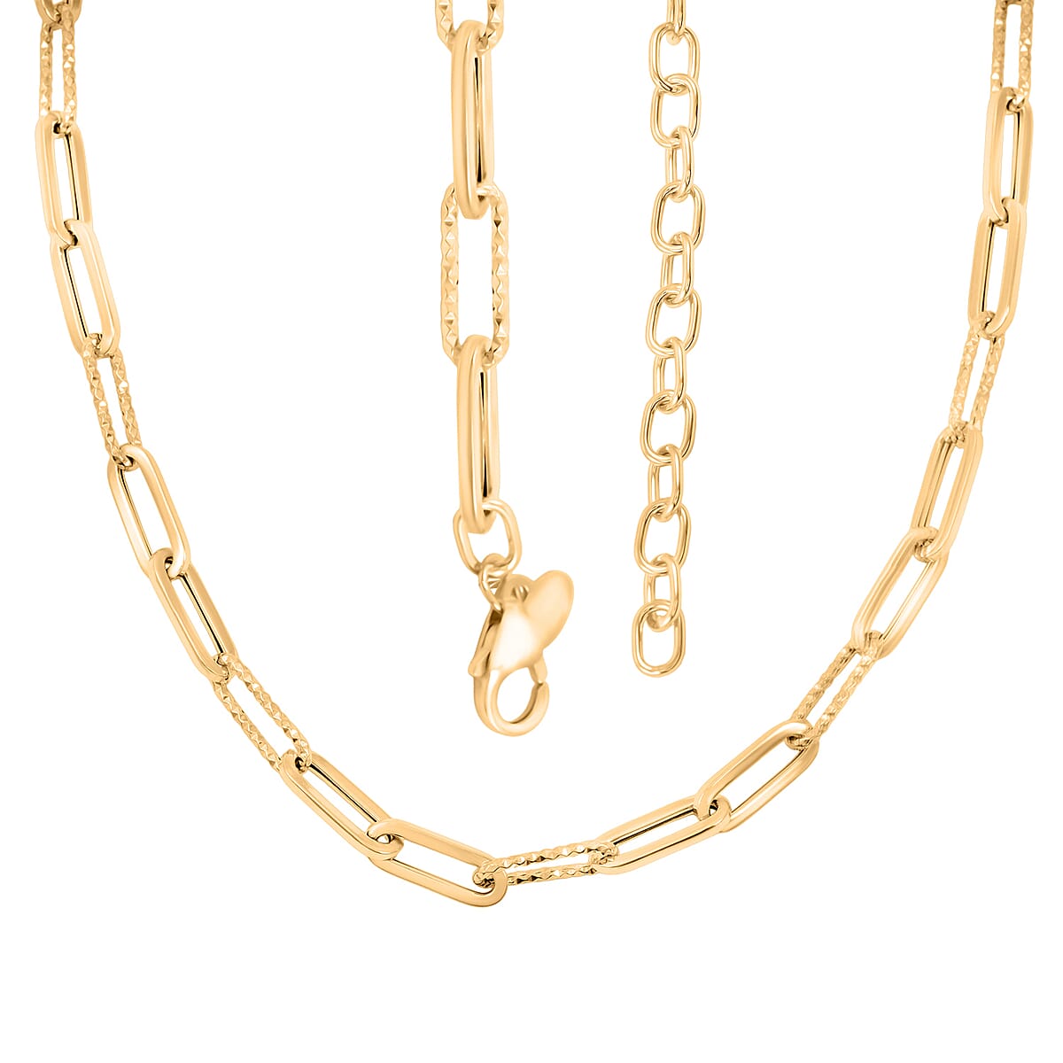 Italian Dual Glow Paperclip Necklace in 10K Yellow Gold 4.6 Grams 18-20 Inches image number 4