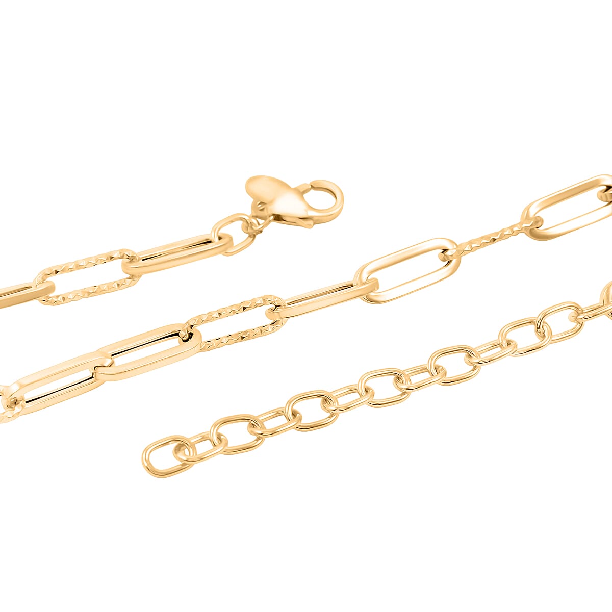 Italian Dual Glow Paperclip Necklace in 10K Yellow Gold 4.6 Grams 18-20 Inches image number 5