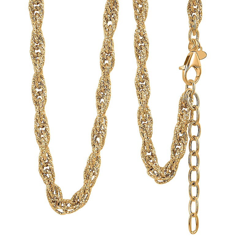 Italian 10K Yellow Gold Torchon Godronata Necklace 18-20 Inches 7.6 Grams
