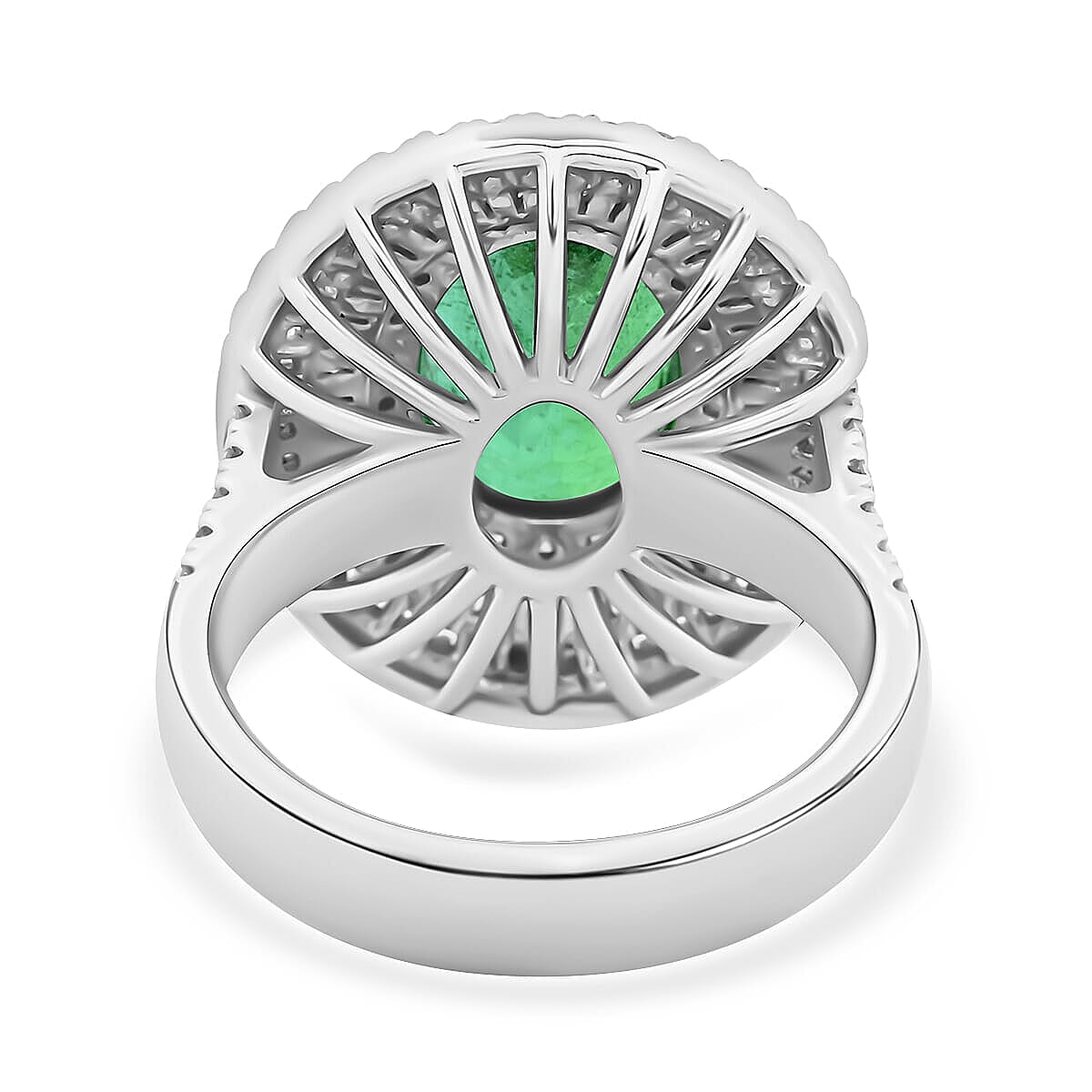 Chairman Vault Collection Certified & Appraised Rhapsody AAAA Kagem Zambian Emerald and E-F VS Diamond 5.40 ctw Ring in 950 Platinum (Size 8.0) 14.40 Grams image number 3