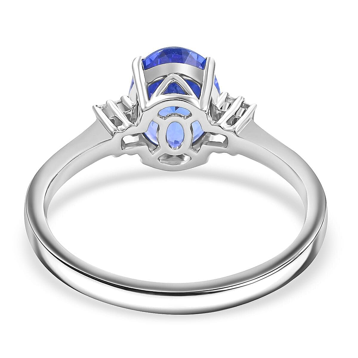 Certified & Appraised Luxoro AAA Tanzanite and G-H I2 Diamond 2.60 ctw Ring in 14K White Gold (Size 5.5) image number 4