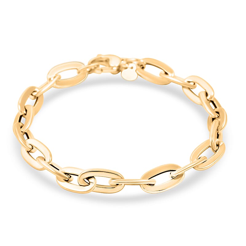 Italian Specchio Oval Rolo Chain Bracelet in 10K Yellow Gold (7.50 In) 4.8 Grams