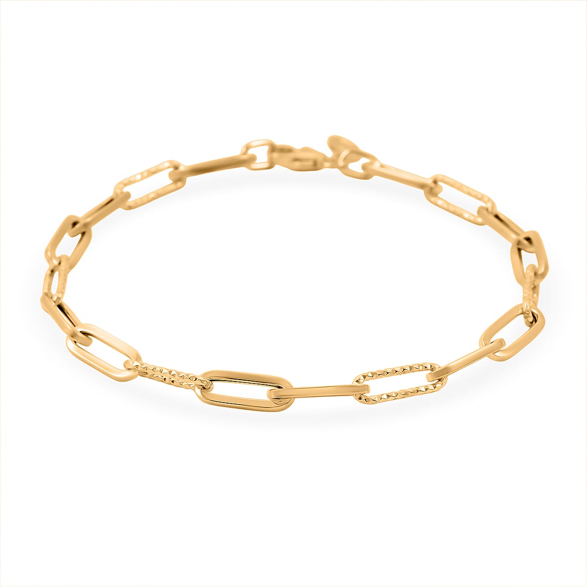 Italian Dual Glow Paperclip Chain Bracelet in 10K Yellow Gold (7.50 In) 1.8 Grams image number 0
