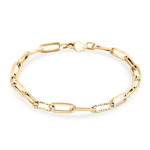 Italian Dual Glow Paperclip Chain Bracelet in 10K Yellow Gold (7.50 In) 1.8 Grams