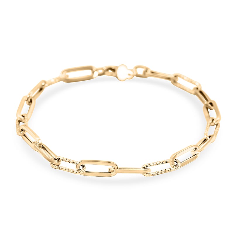 Italian Dual Glow Paperclip Chain Bracelet in 10K Yellow Gold (7.50 In) 1.8 Grams